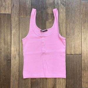 ZARA RIBBED HENLEY TANK TOP
WOMENS SIZE S PINK